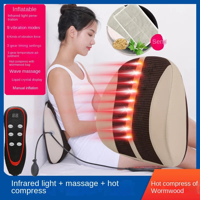 Electric Back Massage Cushion Vibration Pulse Mugwort Heating Lumbar Therapy Magnetite Massager backrest Relieve Spine Stiffness