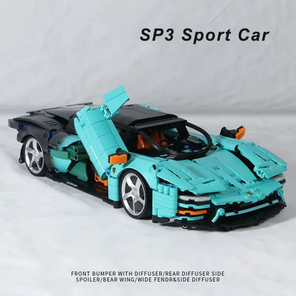 1589PCS Technical Sport Car Building Blocks City Blue Daytona SP3 42143 Assemble Bricks Speed Vehicle Toys Gifts For Boy Kids