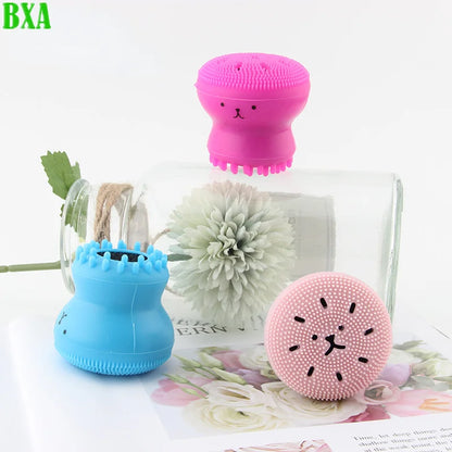 Face Silicone Cleaning Brush Multicolor Cute Small Octopus Deep Pore Exfoliating Wash Skin Care Face Scrub Cleanser Tools