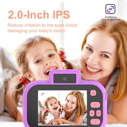 2 Inch Kids Camera Toy with Memory Card HD Screen Cartoon Digital Camera Birthday Gift  Child Toys USB Charging with Lanyard