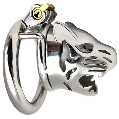 Stainless Steel Tiger Head Animal Male Penis Cage Chastity Lock Device Abstinence Cock Cage Adult Sex Toy To Prevent Cheating