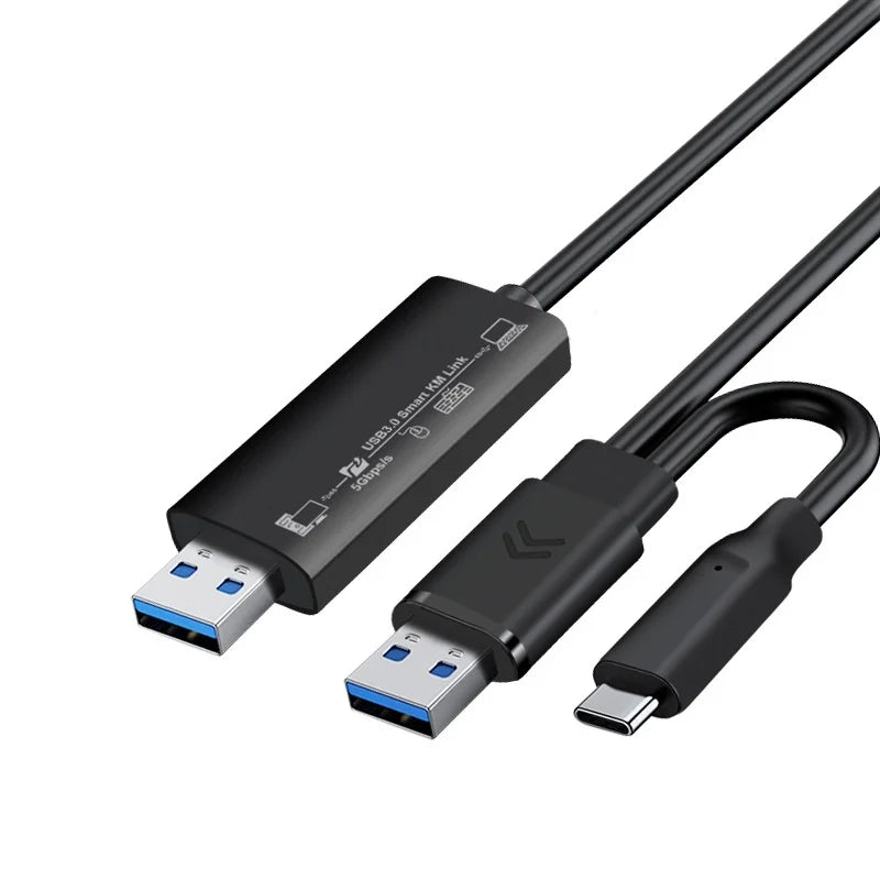 USB 3.0 Data Transfer Cable, Type-C Compatible for Keyboard, Mouse, PC Sharing, Win/Mac Compatible