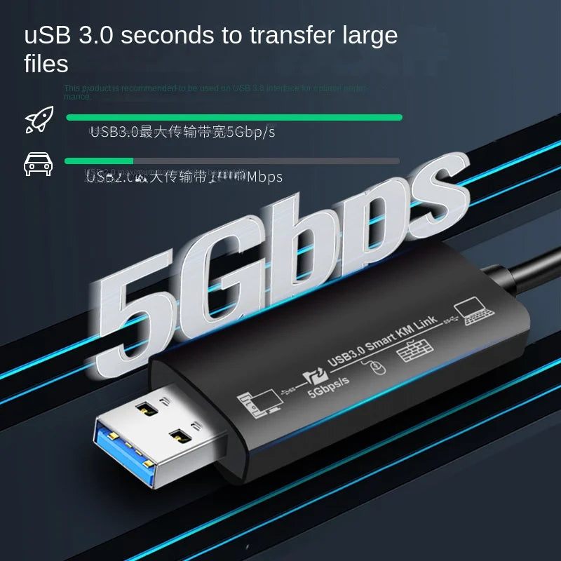 USB 3.0 Data Transfer Cable - Share Mouse, Keyboard, and Files Between Windows and Mac Notebooks