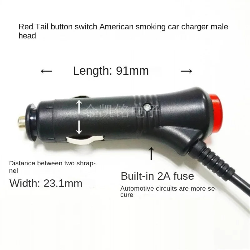 12V 2A Car Power Cable with Switch, Cigarette Lighter Plug To DC 3.5*1.35mm Jack, for XiaoDu Speaker, Black, 1.8M