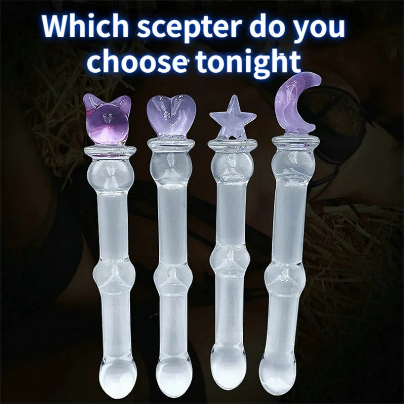 1PCS Anal Sex Toys Magic Wand Crystal Glass Stick Fake Parasol Anal Plug (S/M) Masturbation Dildos Sex Toy for Women Men Female