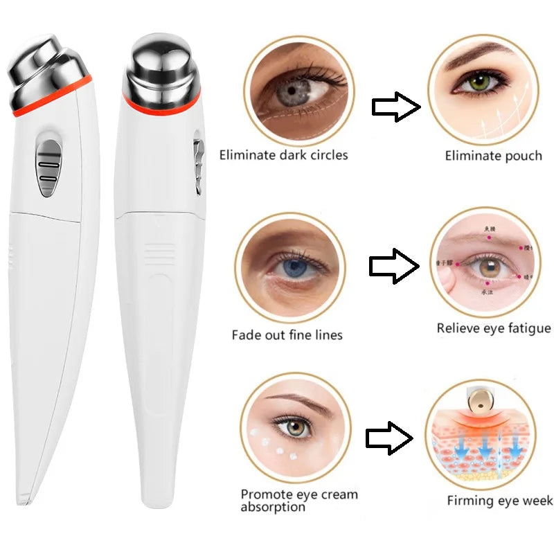 NEW Ultrasonic Eye Facial Massager Lip Facial Massage Skin Care Pen To Remove Eye Bags Dark Circles Eye Care Health and Beauty