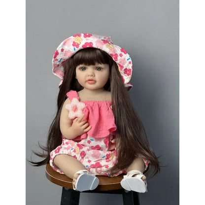 55CM Soft Silicone Reborn Baby Girl Doll Toy Lifelike 22Inch Reborn Dolls Toddler Art Doll Birthday Gifts for Child