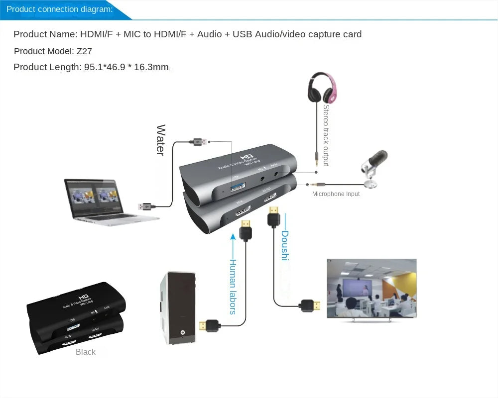 4K HDMI Video Capture Card with Audio and Microphone Input for Game Streaming and Live Recording