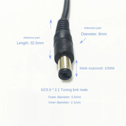 Thick Full Copper DC5.5*2.1 Male Power Cable, 12V Surveillance, 0.75mm², 10A, 1.5m