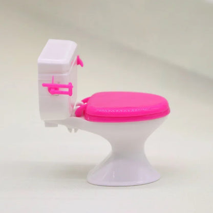 1pc Dollhouse Furniture Bathroom White Toilet Model Baby Pretend Toys Dolls Accessories Bathroom Scene Decoration Miniature Toy