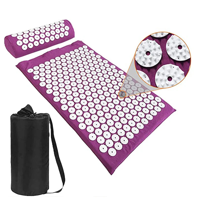 Yoga Acupressure Mat Yoga Shiatsu Pad Neck Back Foot Massager Pain Pressure Relief Massage Pad Massage Cushion Pad