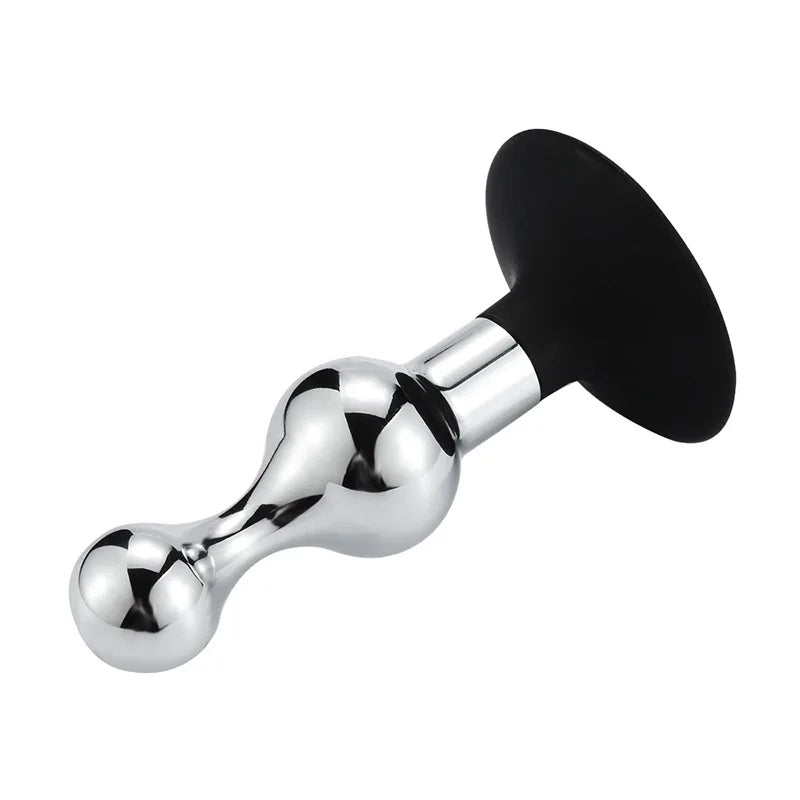 1PCS Metal + Silicone Anal Plug Butt Plug 2-Balls Anal Beads Removable Masturbator Sex Toys for Men/Women