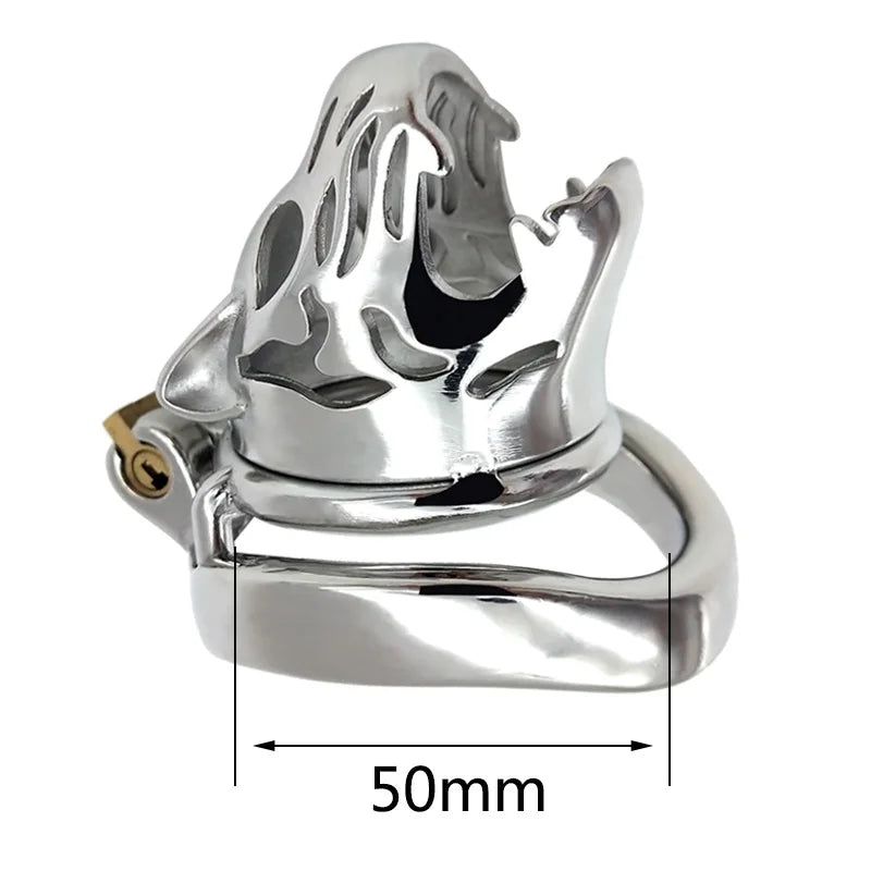 Stainless Steel Tiger Head Animal Male Penis Cage Chastity Lock Device Abstinence Cock Cage Adult Sex Toy To Prevent Cheating