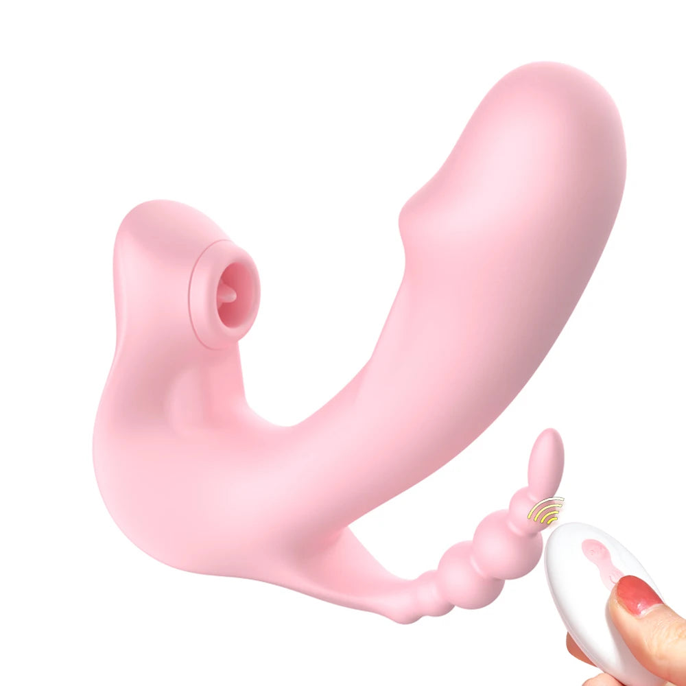 Sucker Toy 3 IN 1 Clitoris Sucking Rotating Beads Dildo Vibrator Panties for Women Vagina Stimulator Adult 18 Sex Machine Female