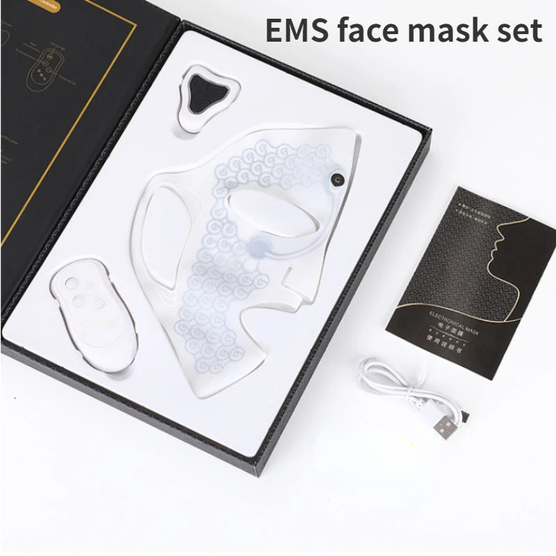 NEW EMS Facial Mask Low Frequency Microcurrent Double Chin Reduce Beauty Face Lifting Machine Hydration Skin Tightening Mask