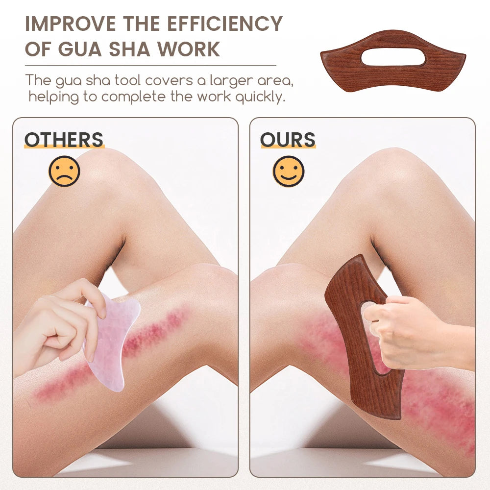 Wood Gua Sha Tool Handheld Gua Sha Scraping Paddle Slimming Guasha Massage Board Stick Scraper for Fat Burner Blood Circulation