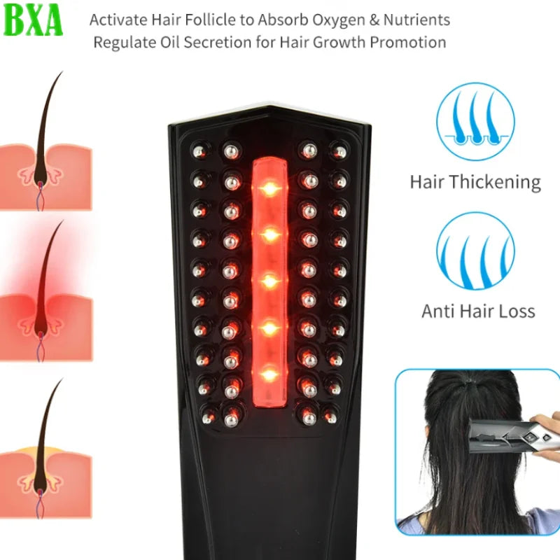 Black Wireless Infrared Massage Comb Magic Vibration Massager Hair Brush Handheld Electric Hair Comb Hair Growth Care Treatment