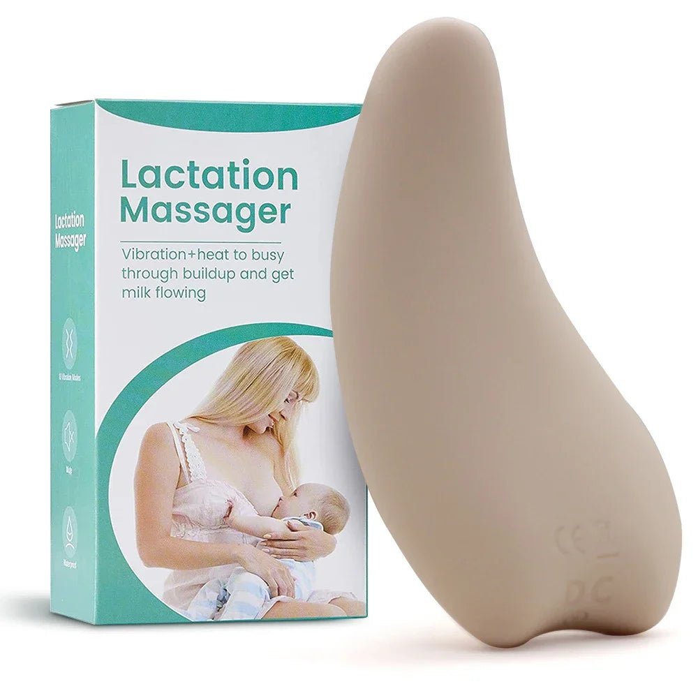 Warming Lactatio waterproof Massager Soft Silicone Breast Massager for Breastfeeding Heat + Vibration for Clogged Ducts Improved