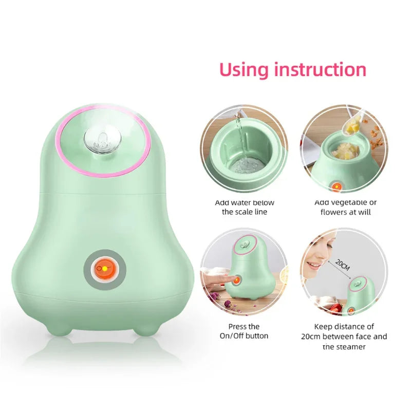 Fruit and Vegetable Facial Steamer Nano Ionic Face Humidifier Mist Sprayer Hot Steamer Moisturizer Face Sauna Spa Steaming