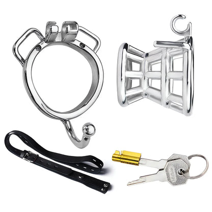 Stainless Steel Funnel-shaped Cock Cage Penis Ring Lock Male Chastity Device Catheter Stealth Belt Sex Toys for Men Adult Toys