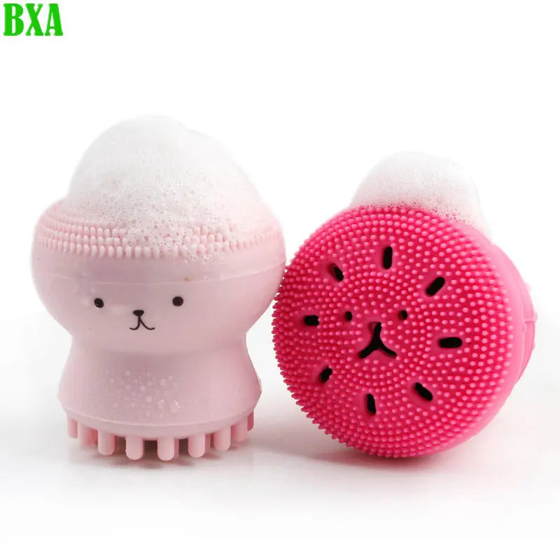 Face Silicone Cleaning Brush Multicolor Cute Small Octopus Deep Pore Exfoliating Wash Skin Care Face Scrub Cleanser Tools