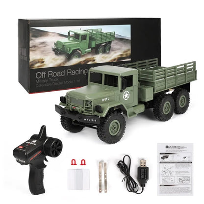 WPLB-16 6WD 1:16 High Speed RC Off-Road Climbing RC Remote Control Car Military Truck CAR Military Car Model Toy For Kid Gift