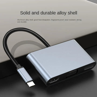 USB C Hub 5-in-1: 4K MST Multi-Display DP/VGA/HDMI Converter