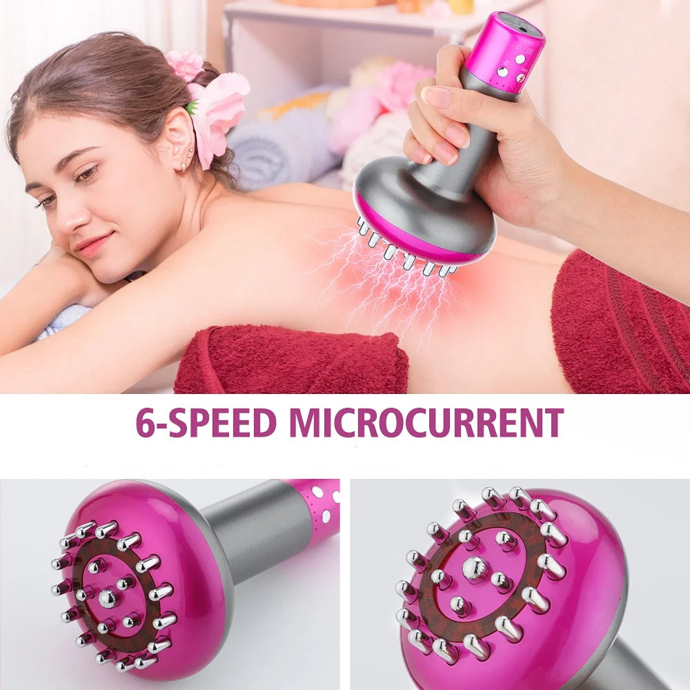 Anti Cellulite Body Slimming Massager Guasha Electric 6 Speed Meridian Brush Rechargeable Microcurrent Vibration Heating Therapy