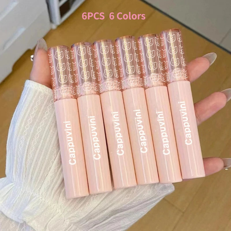 6 Color Bubble Lip Gloss Mirror Water Liquid Lipstick Moisturizing Lipgloss Long Lasting Sexy Lip Tint Makeup Korean Cosmetics