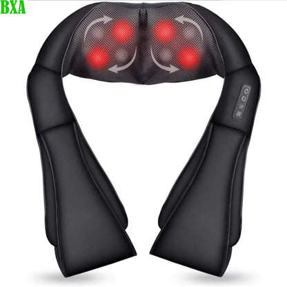 BXA U Shape Shiatsu Back Shoulder and Neck Massager Electric Full Body Massager with Heat Deep Tissue Kneading Pillow Massager