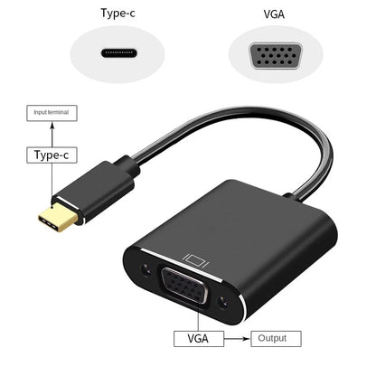 USB 3.1 To VGA Aluminum Adapter - Type-C To VGA Cable Compatible with MacBook