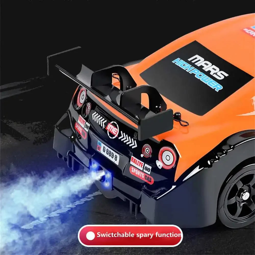 2.4G 4WD 1/16 Drift RC Car Spray LED Light High Speed Remote Control Car Models Toys for Boy Kids Children Gifts