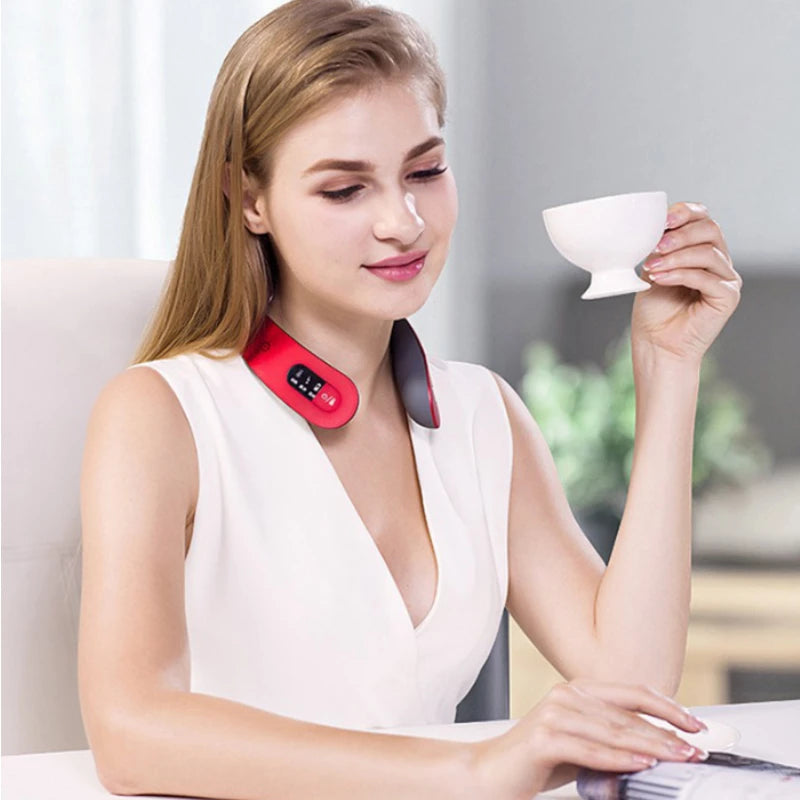 Smart Voice Guidance Cervical Neck Massager Hot Compress Cervical Spine Massager Body Stretch Care Pulse Massage PG-2601B18