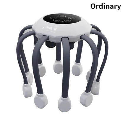 1pc Octopus Electric Scalp Massager Head Massage Therapy Vibrator Head Scratcher for Relaxation Stress Migraine Relief - White