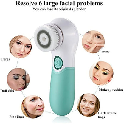 Electric Facial Cleansing Brush 2 Speeds Adjust Facial Exfoliating Massage Brush with 3 Heads for Deep Clean Removing Blackhead