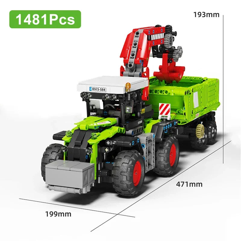 Technical MOC Farm Tractor Engineering Vehicle Model Building Blocks City Mechanical Tractor Machine Bricks Toys Boys Gift