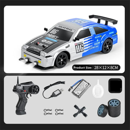 2.4G 4WD 1/16 Drift RC Car Spray LED Light High Speed Remote Control Car Models Toys for Boy Kids Children Gifts