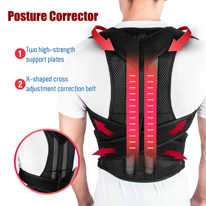 Back Posture Corrector Shoulder Lumbar Brace Spine Support Belt Adjustable Adult Corset Posture Correction Belt Body Health Care