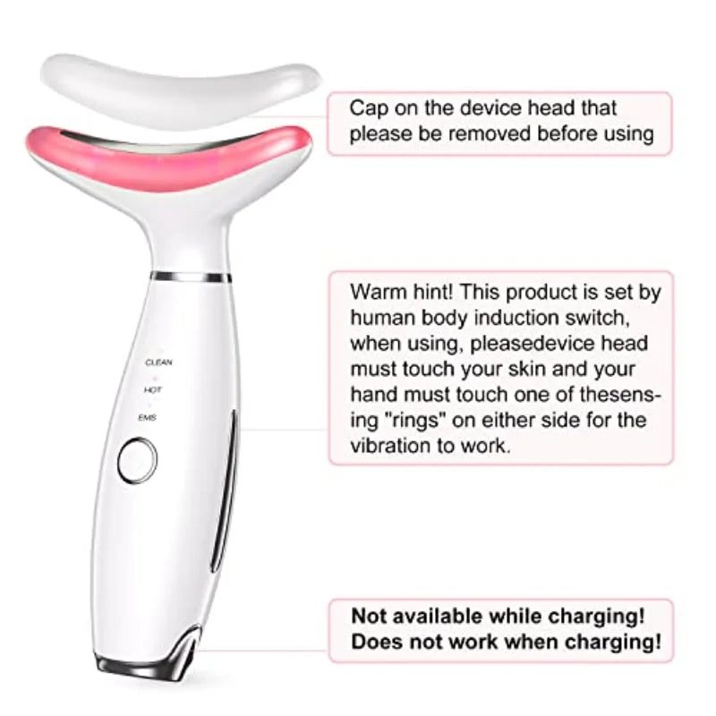 NEW Face Neck Massager Anti Wrinkles Vibration Facial Massager with Triple Action ModesTightening Firm and Smooth 3 Colors Light