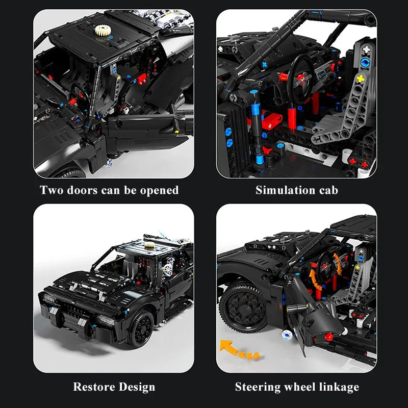 1828Pcs Technical MOC Bat Black Super Racing Car Model Building Blocks City Speed Sport Vehicle Supercar Bricks Toy For Kid Gift