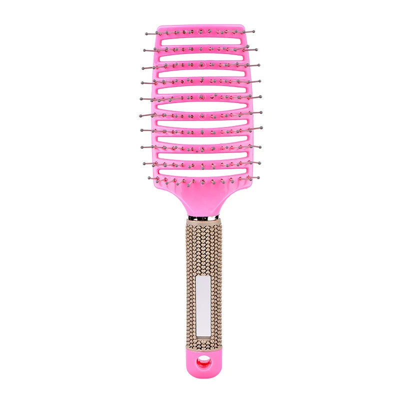 1PCS Multicolor Bristle Nylon Scalp Massage Comb Women Wet Curly Detangle Hairbrush Hair Growth for Relax & Stress Relief