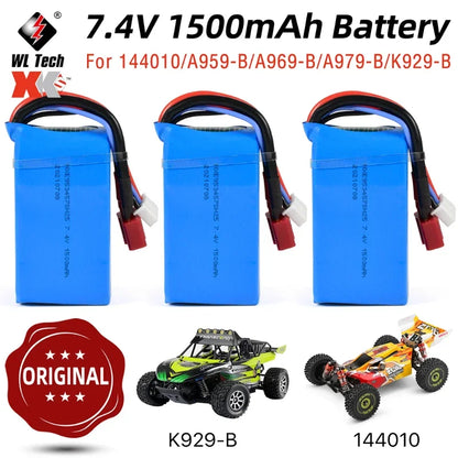 WLtoys XK 144010 Battery 7.4V 1500mAh Rechargeable Lipo Battery for WLtoys A959-B/A969-B/A979-B/K929-B 144001 A959-B-23