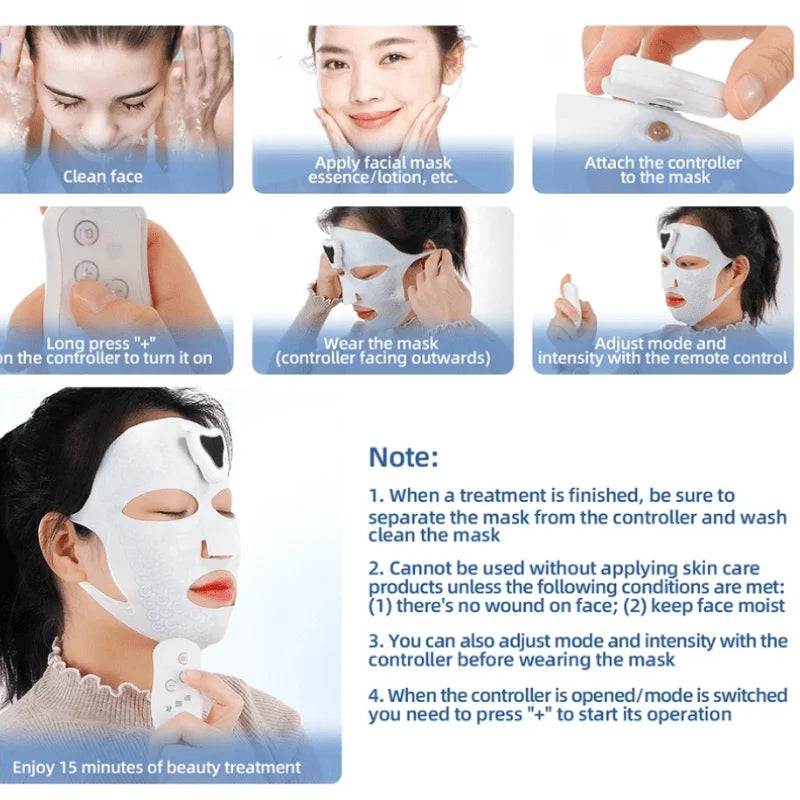 NEW EMS Facial Mask Low Frequency Microcurrent Double Chin Reduce Beauty Face Lifting Machine Hydration Skin Tightening Mask