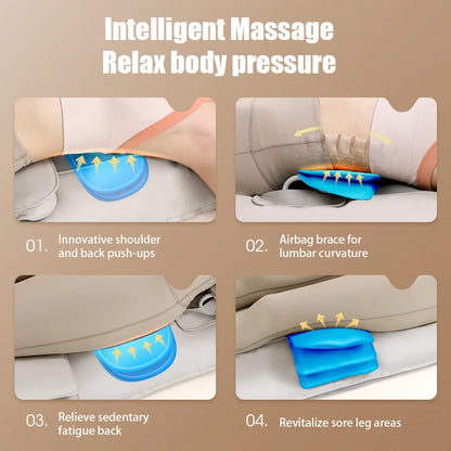 Airbag Electric Full Body Massage Cushion Heating Neck Massager Mattress Traction Lumbar Vibration with Remote Controller