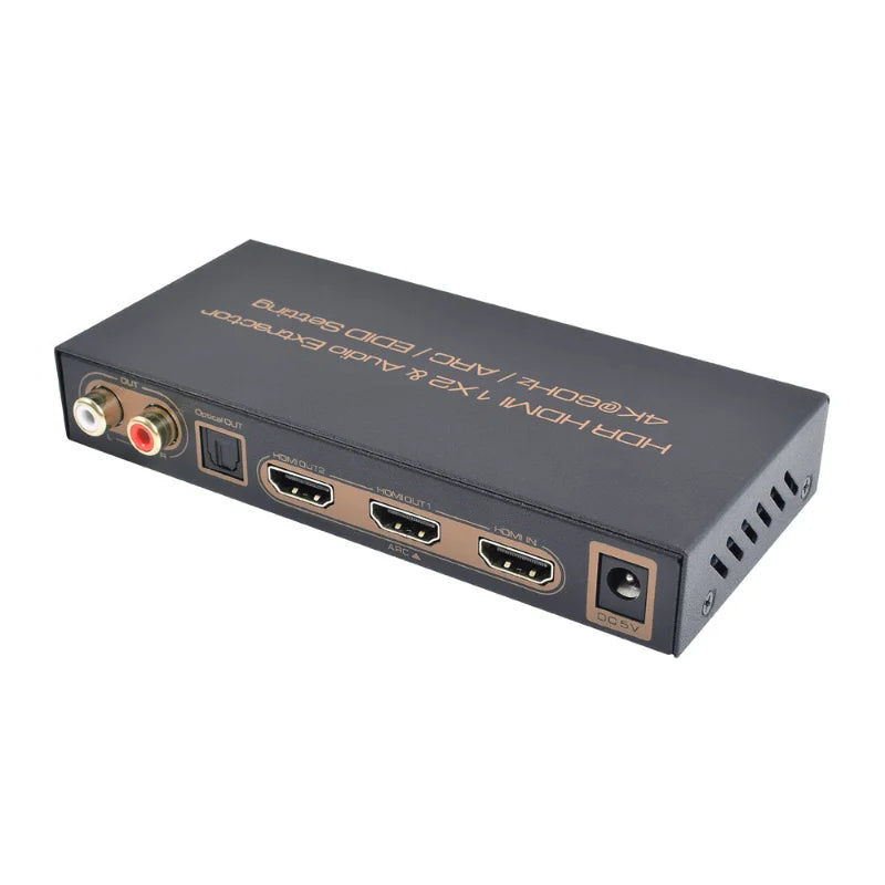 4K HDR HDMI 1x2 Splitter with Audio Extractor - HDMI 2-Port Distribution, Audio Extraction