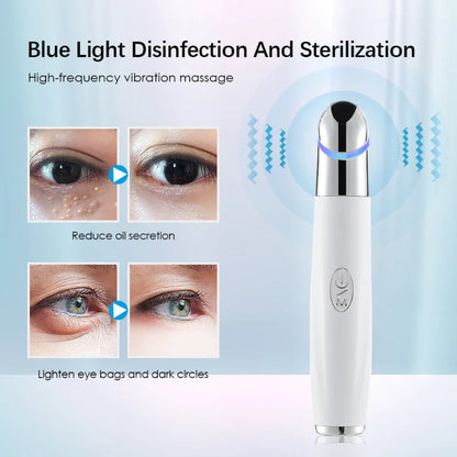 Lift Eye Skin Electric Eye Massager Vibration Heated Blue Purple Red Light Eye Care Pen Anti Dark Circle Removal Wrinkle