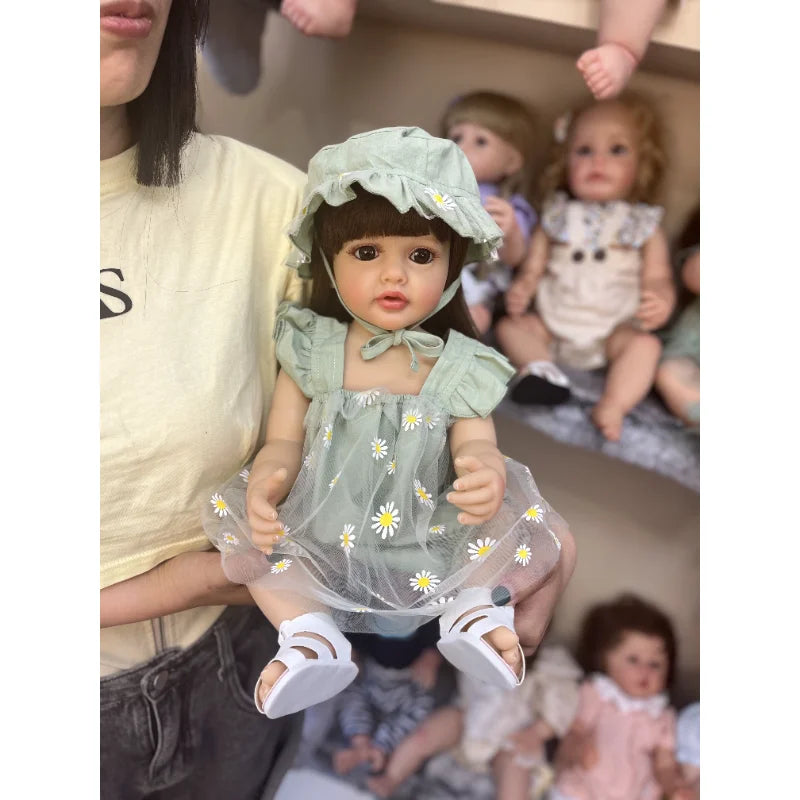 55CM Reborn Silicone Full Body Soft Reborn Baby Doll Lifelike Simulation Doll Real Looking Baby Dolls Toys for Girls Gift