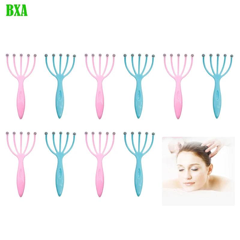 10pcs Handheld Head Scalp Massager Neck Ball Comb Roller 5-Finger Claws Steel  Relax SPA Hair Care for Hair Growth Head Relief