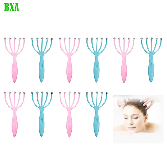 10pcs Handheld Head Scalp Massager Neck Ball Comb Roller 5-Finger Claws Steel  Relax SPA Hair Care for Hair Growth Head Relief