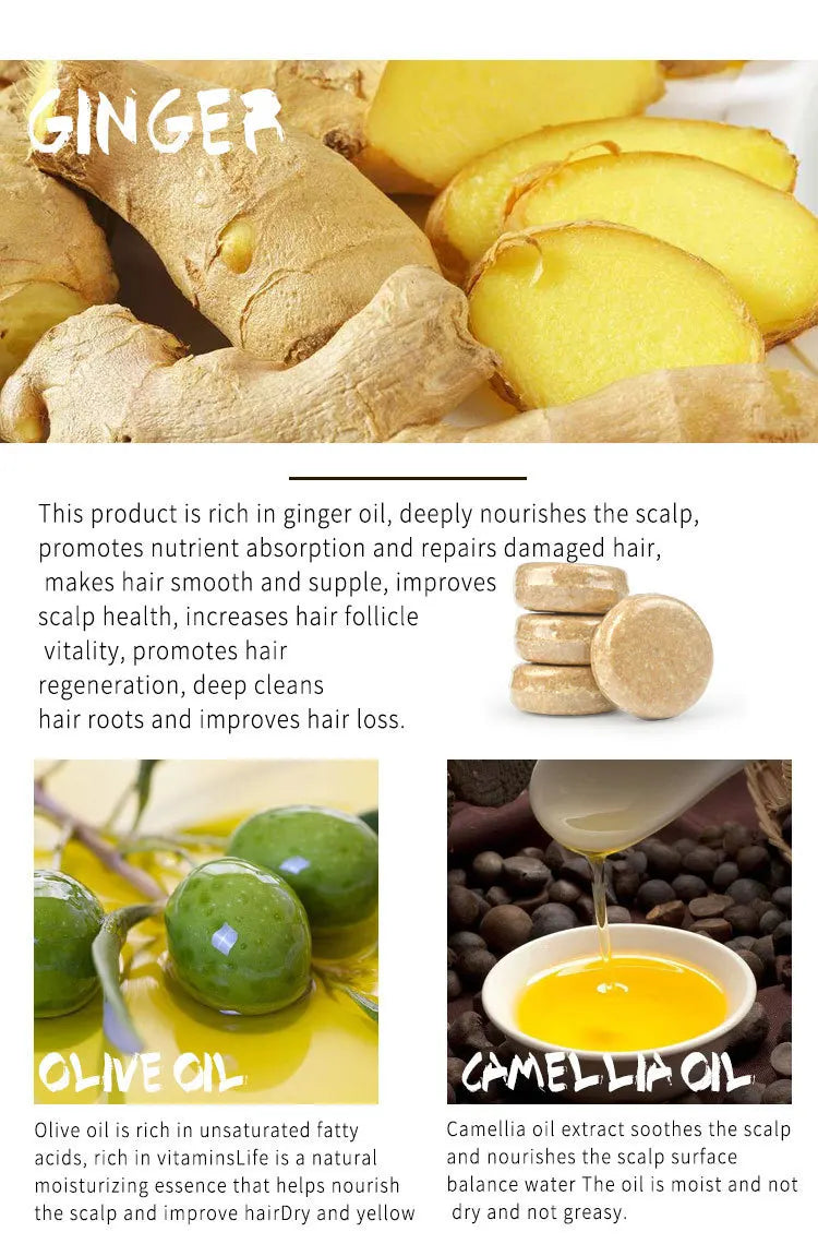 1PCS Hair Shampoo Organic Ginger Shampoo Stick Anti-hair Loss Shampoo Soap Hair Growth Care Soap Natural Ginger Shampoo